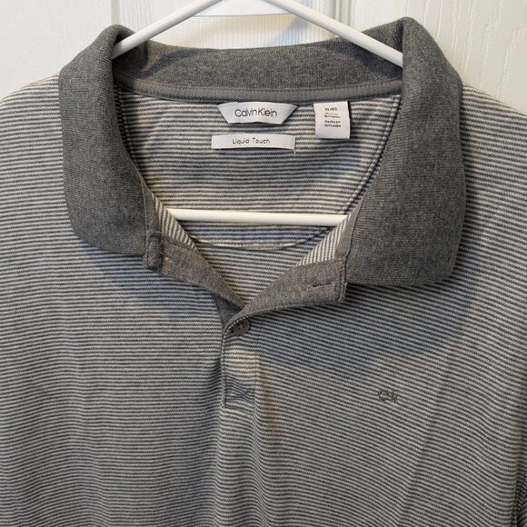 Calvin Klein Men's Liquid Touch XL Gray Stripe Collared Shirt - Picture 4 of 12